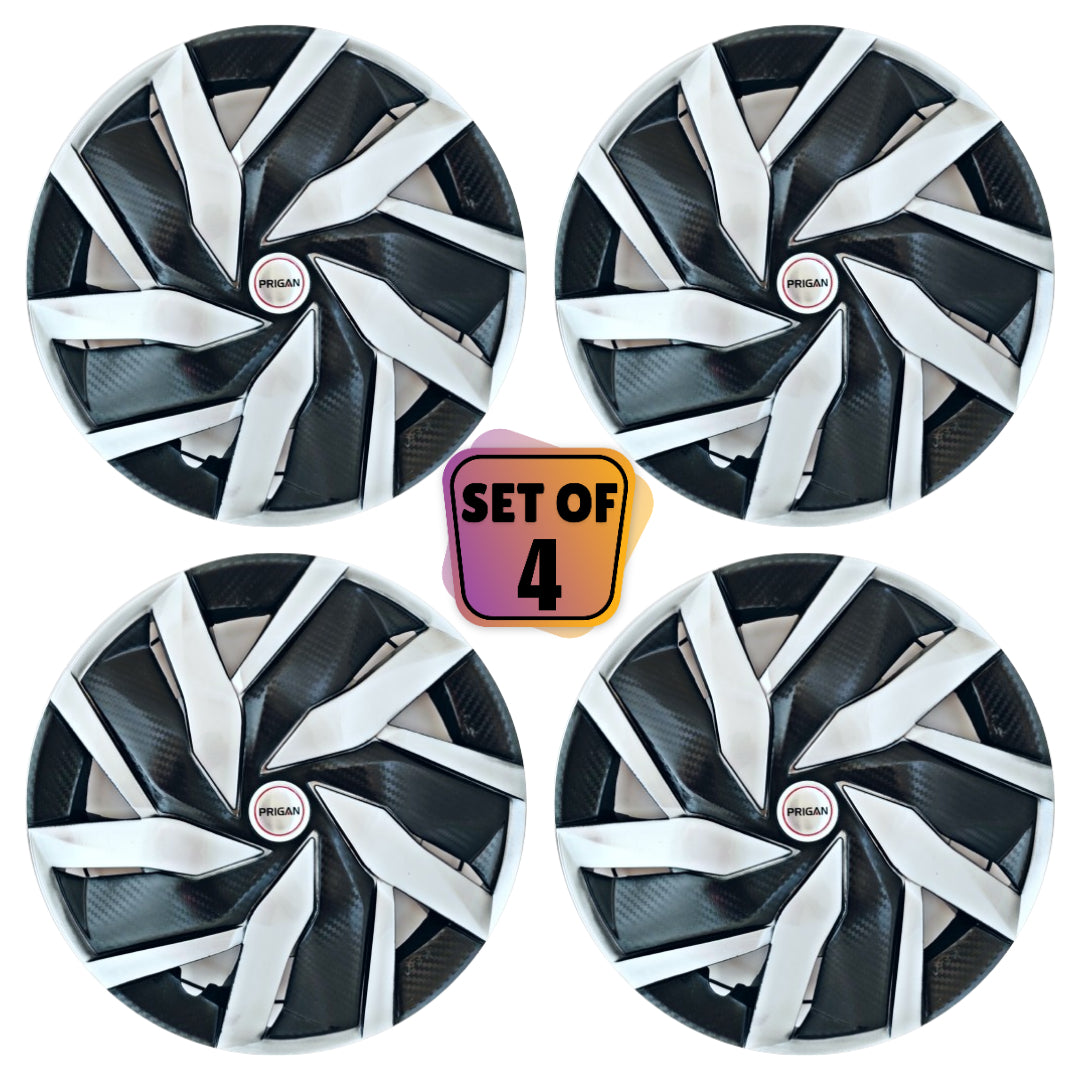 PRIGAN EAGLE BLACK-SILVER WHEEL COVER  (Set of 4)  AVAILABLE IN 12,13,14,15 INCH