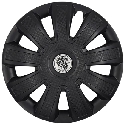 PRIGAN SPIN MATTE BLACK WHEEL COVER  (Set of 4)  AVAILABLE IN 13,14 INCH  (WITH REVOLVING CENTER LOGO)