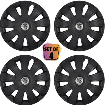 PRIGAN SPIN MATTE BLACK WHEEL COVER  (Set of 4)  AVAILABLE IN 13,14 INCH  (WITH REVOLVING CENTER LOGO)