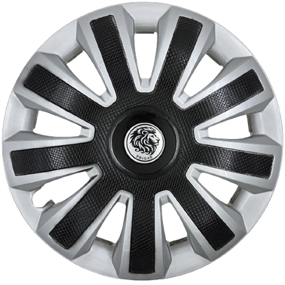 PRIGAN SPIN BLACK SILVER WHEEL COVER  (Set of 4)  AVAILABLE IN 13,14 INCH  (WITH REVOLVING CENTER LOGO)