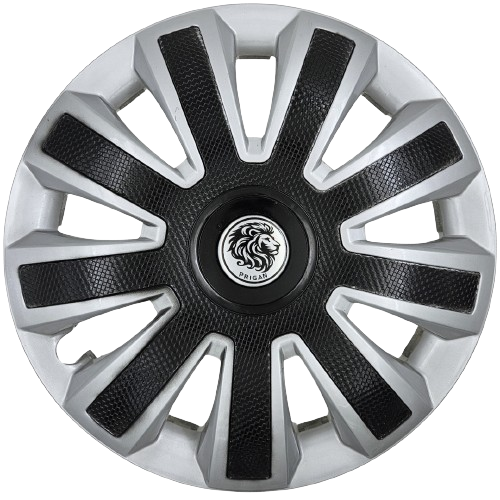 PRIGAN SPIN BLACK SILVER WHEEL COVER  (Set of 4)  AVAILABLE IN 13,14 INCH  (WITH REVOLVING CENTER LOGO)