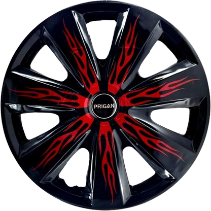 PRIGAN FIREBOLT BLACK RED WHEEL COVER  (Set of 4)  AVAILABLE IN 12,13,14,15,16,17  INCH