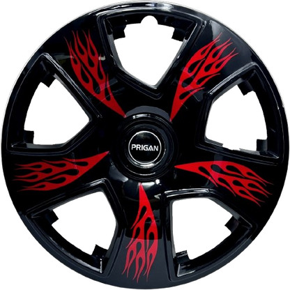 PRIGAN FIREBOLT BLACK RED WHEEL COVER  (Set of 4)  AVAILABLE IN 12,13,14,15,16,17  INCH