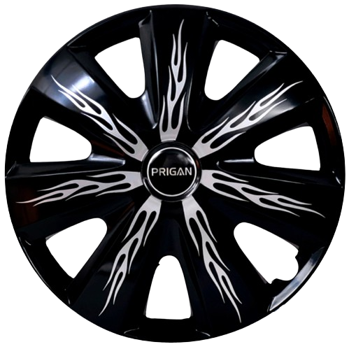 PRIGAN FIREBOLT BLACK SILVER WHEEL COVER  (Set of 4)  AVAILABLE IN 12,13,14,15,16,17  INCH