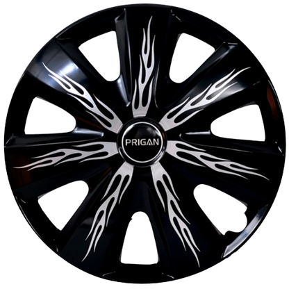 PRIGAN FIREBOLT BLACK SILVER WHEEL COVER  (Set of 4)  AVAILABLE IN 12,13,14,15,16,17  INCH