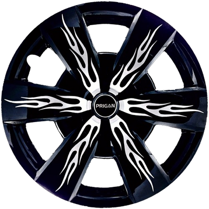 PRIGAN FIREBOLT BLACK SILVER WHEEL COVER  (Set of 4)  AVAILABLE IN 12,13,14,15,16,17  INCH