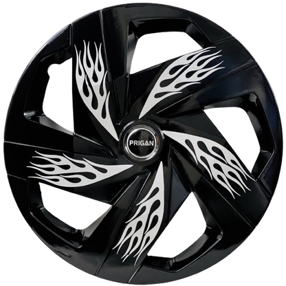 PRIGAN FIREBOLT BLACK SILVER WHEEL COVER  (Set of 4)  AVAILABLE IN 12,13,14,15,16,17  INCH