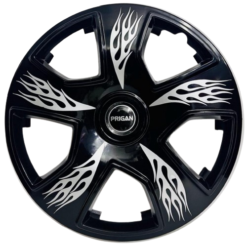 PRIGAN FIREBOLT BLACK SILVER WHEEL COVER  (Set of 4)  AVAILABLE IN 12,13,14,15,16,17  INCH