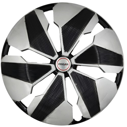 PRIGAN FLAIR 14 INCH SILVER BLACK WHEEL COVER  (Set of 4)  AVAILABLE IN 14 INCH