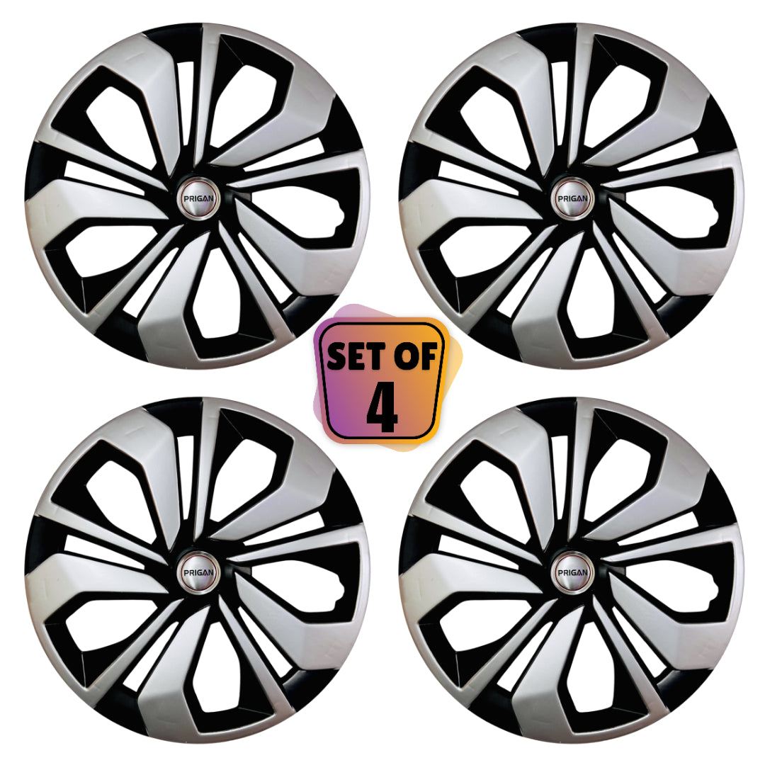 PRIGAN FRONX 16 INCH BLACK SILVER WHEEL COVER  (Set of 4)  AVAILABLE IN 16 INCH