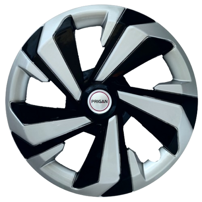 PRIGAN GLIDER 14 INCH SILVER BLACK WHEEL COVER  (Set of 4)  AVAILABLE IN 14 INCH