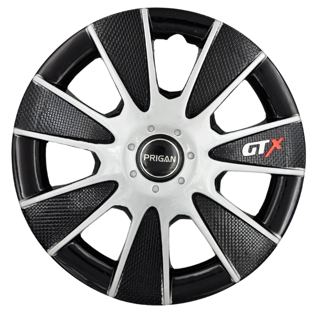 PRIGAN GTX BLACK SILVER WHEEL COVER  (Set of 4)  AVAILABLE IN 12,13,14,15,16,17 INCH