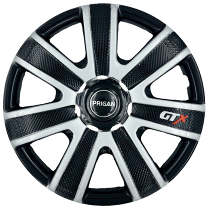 PRIGAN GTX BLACK SILVER WHEEL COVER  (Set of 4)  AVAILABLE IN 12,13,14,15,16,17 INCH