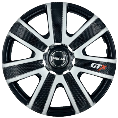 PRIGAN GTX BLACK SILVER WHEEL COVER  (Set of 4)  AVAILABLE IN 12,13,14,15,16,17 INCH