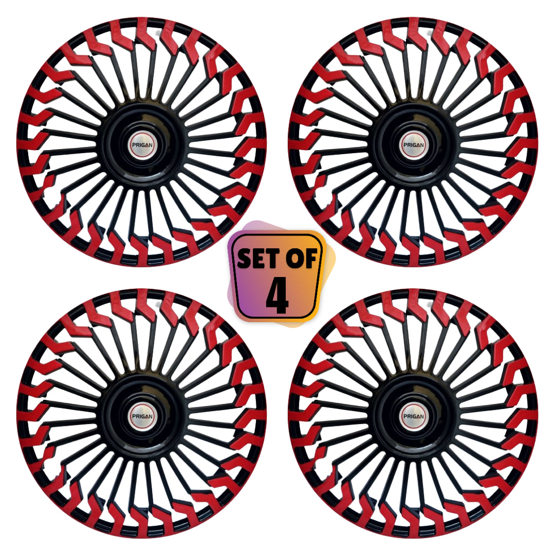 PRIGAN HUNTER BLACK RED WHEEL COVER  (Set of 4)  AVAILABLE IN 13,14,15,16 INCH