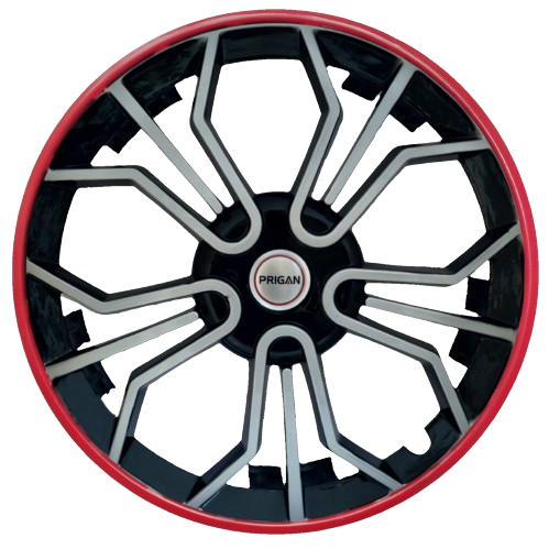 PRIGAN MAGIC SILVER BLACK RED WHEEL COVER  (Set of 4)  AVAILABLE IN 14,15 INCH