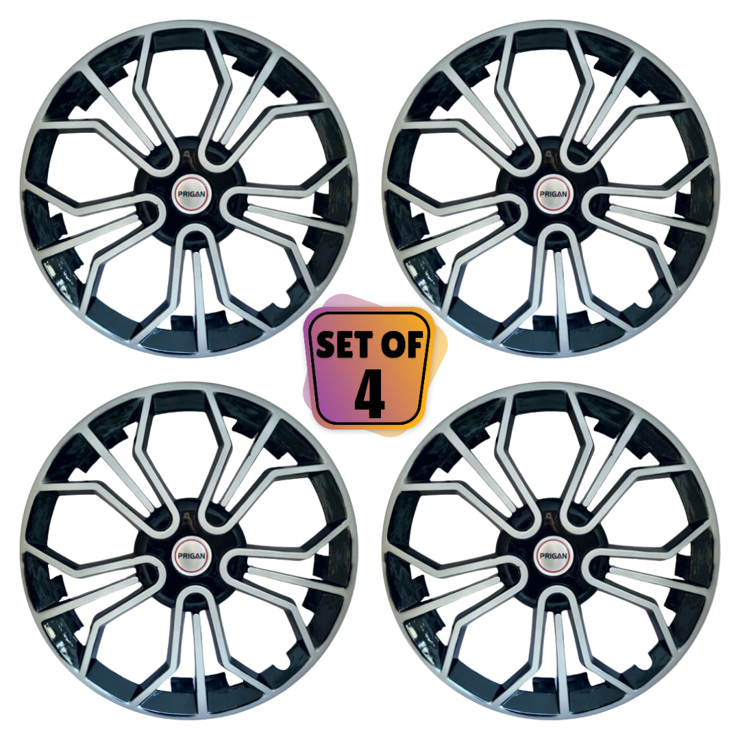 PRIGAN MAGIC SILVER BLACK WHEEL COVER  (Set of 4)  AVAILABLE IN 14,15 INCH