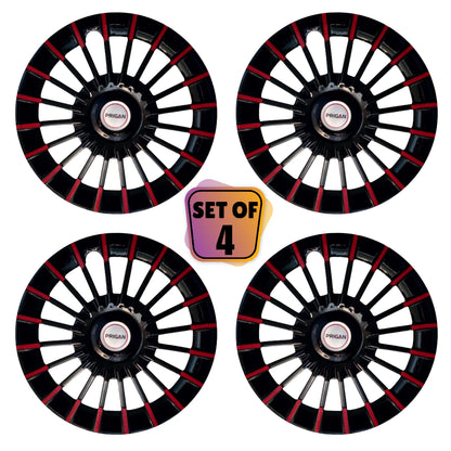 PRIGAN MARVEL BLACK RED WHEEL COVER  (Set of 4)  AVAILABLE IN 13,14 INCH