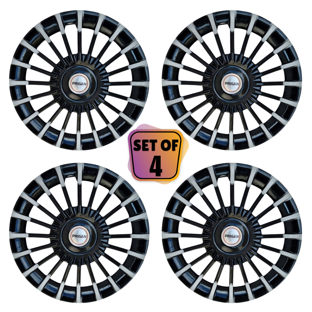 PRIGAN MARVEL BLACK SILVER WHEEL COVER  (Set of 4)  AVAILABLE IN 13,14 INCH