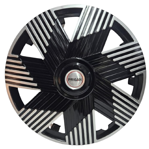 PRIGAN MATRIX BLACK SILVER WHEEL COVER  (Set of 4)  AVAILABLE IN 14,15,16 INCH