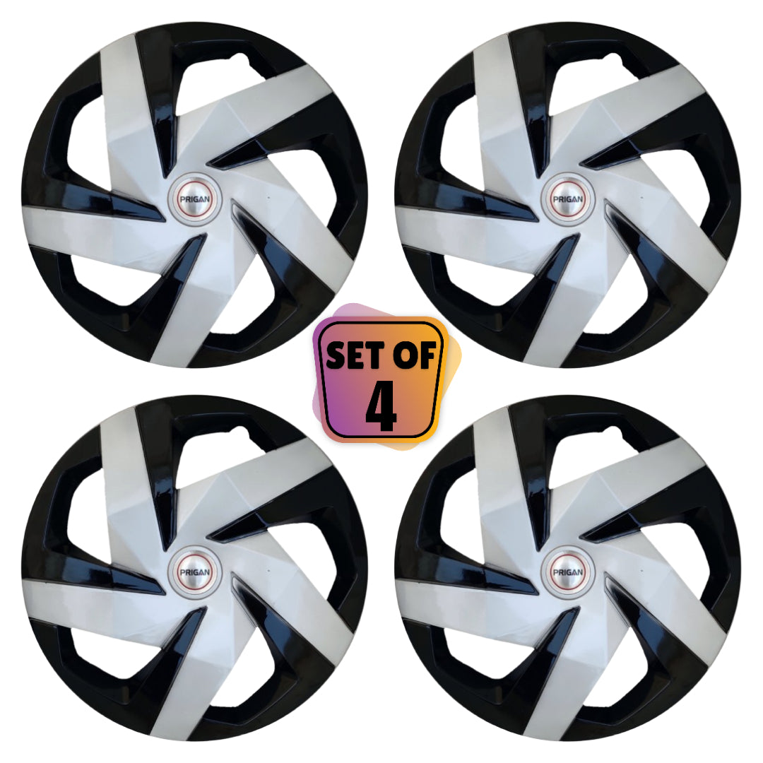 PRIGAN MAGNITE 16 INCH BLACK SILVER WHEEL COVER  (Set of 4)  AVAILABLE IN 16 INCH