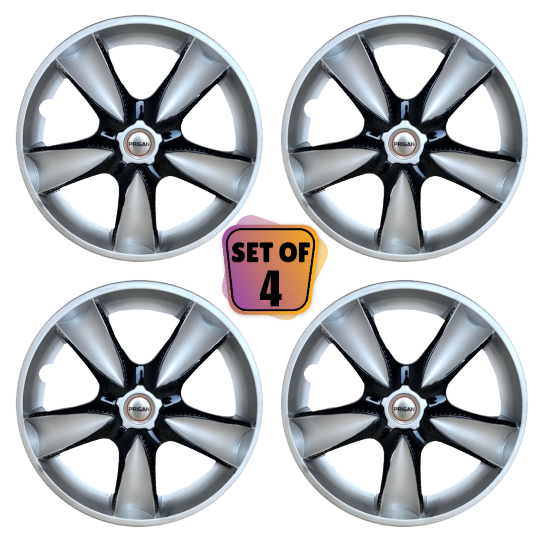 PRIGAN MAPLE SILVER BLACK WHEEL COVER  (Set of 4)  AVAILABLE IN 14,15 INCH