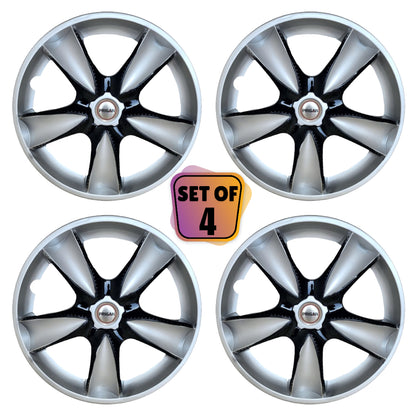 PRIGAN MAPLE SILVER BLACK WHEEL COVER  (Set of 4)  AVAILABLE IN 14,15 INCH