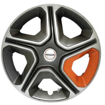 PRIGAN NEXON GREY SILVER ORANGE WHEEL COVER  (Set of 4)  AVAILABLE IN 12,13,14,15,16  INCH