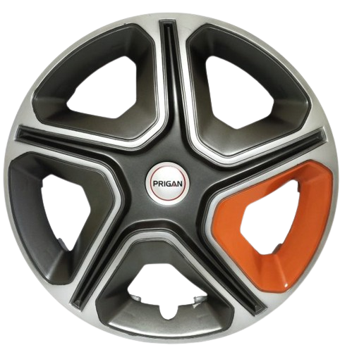 PRIGAN NEXON GREY SILVER ORANGE WHEEL COVER  (Set of 4)  AVAILABLE IN 12,13,14,15,16  INCH