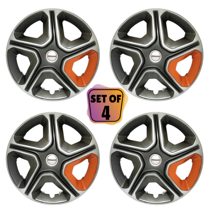 PRIGAN NEXON GREY SILVER ORANGE WHEEL COVER  (Set of 4)  AVAILABLE IN 12,13,14,15,16  INCH