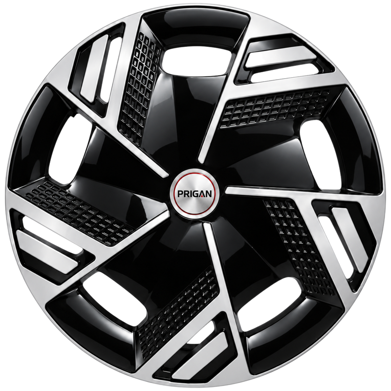 PRIGAN NITRO BLACK SILVER WHEEL COVER  (Set of 4)  AVAILABLE IN 14,15,16 INCH