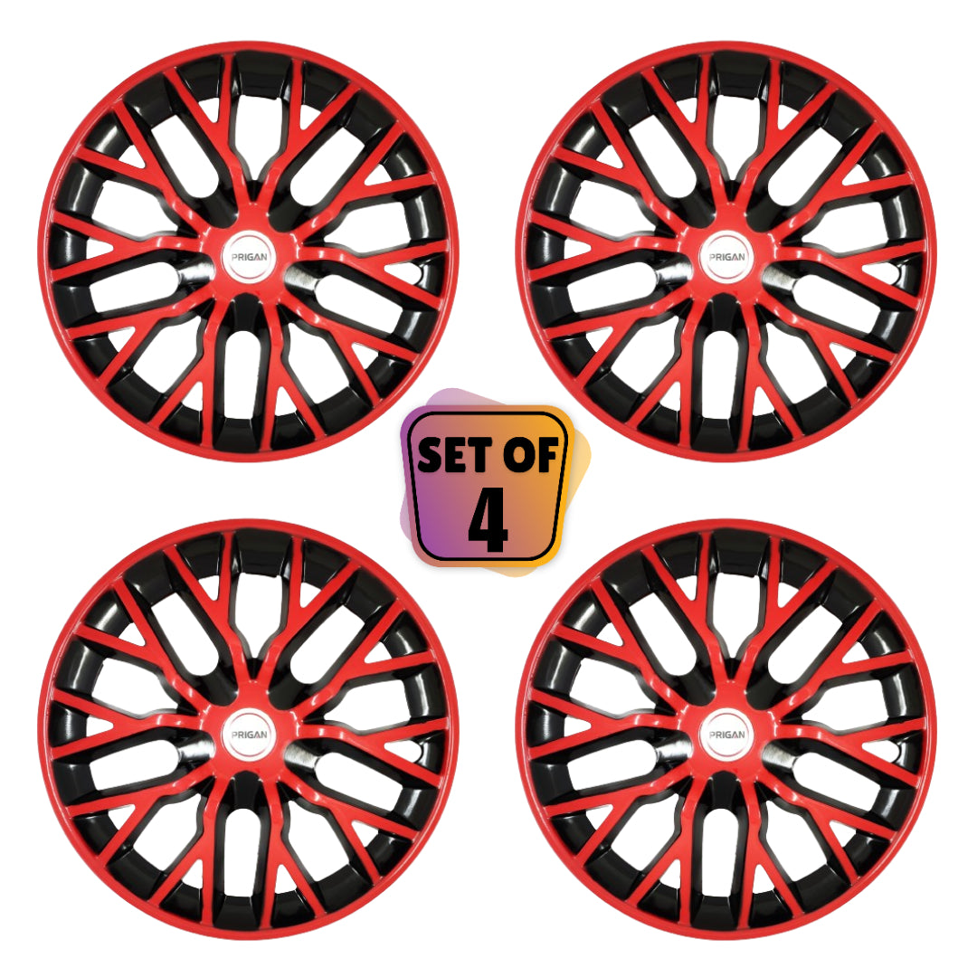 PRIGAN PHANTOM RED BLACK WHEEL COVER  (Set of 4)  AVAILABLE IN 12,13,14,15,16  INCH