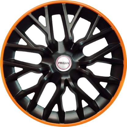 PRIGAN PHANTOM-GT ORANGE BLACK WHEEL COVER  (Set of 4)  AVAILABLE IN 12,13,14,15,16  INCH