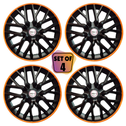 PRIGAN PHANTOM-GT ORANGE BLACK WHEEL COVER  (Set of 4)  AVAILABLE IN 12,13,14,15,16  INCH