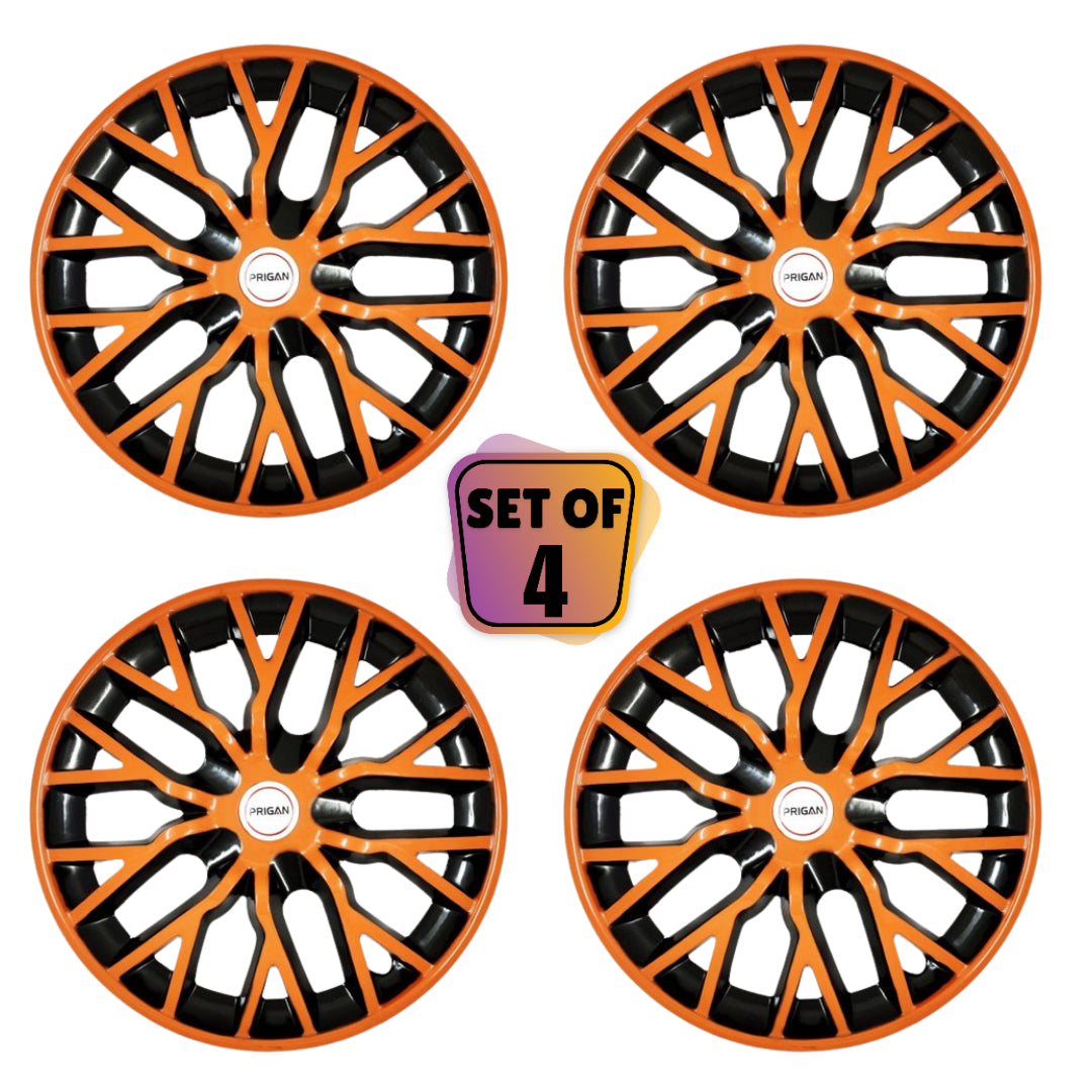 PRIGAN PHANTOM ORANGE BLACK WHEEL COVER  (Set of 4)  AVAILABLE IN 12,13,14,15,16  INCH