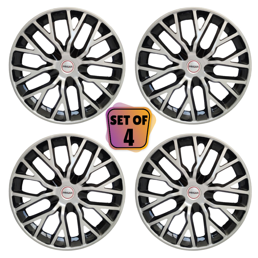 PRIGAN PHANTOM SILVER BLACK WHEEL COVER  (Set of 4)  AVAILABLE IN 12,13,14,15,16  INCH