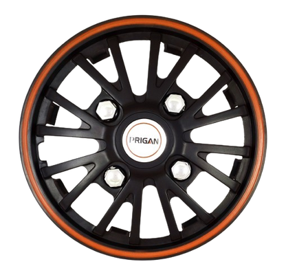 PRIGAN POWER-GT BLACK ORANGE WHEEL COVER  (Set of 4)  AVAILABLE IN 12,13,14 INCH