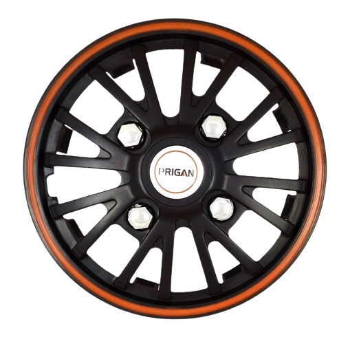 PRIGAN POWER-GT BLACK ORANGE WHEEL COVER  (Set of 4)  AVAILABLE IN 12,13,14 INCH