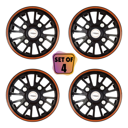 PRIGAN POWER-GT BLACK ORANGE WHEEL COVER  (Set of 4)  AVAILABLE IN 12,13,14 INCH