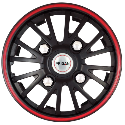 PRIGAN POWER-GT BLACK RED WHEEL COVER  (Set of 4)  AVAILABLE IN 12,13,14 INCH