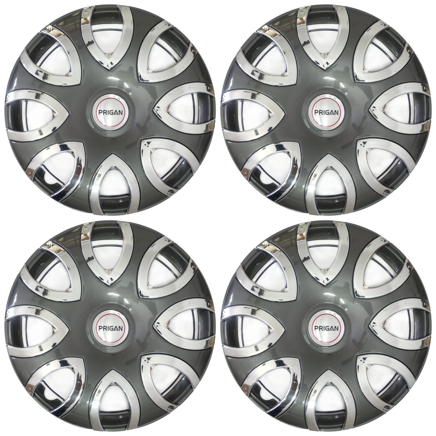 PRIGAN PULSE CHROME GREY WHEEL COVER  (Set of 4)  AVAILABLE IN 12,13 INCH