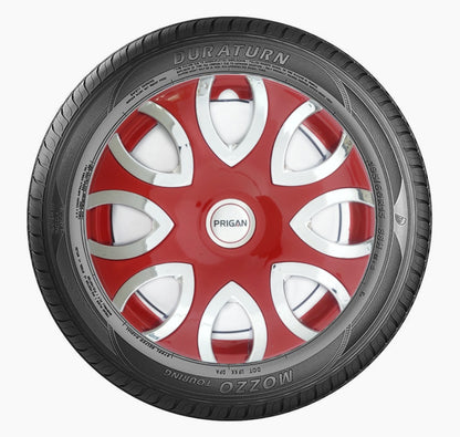 PRIGAN PULSE CHROME RED WHEEL COVER  (Set of 4)  AVAILABLE IN 12,13 INCH