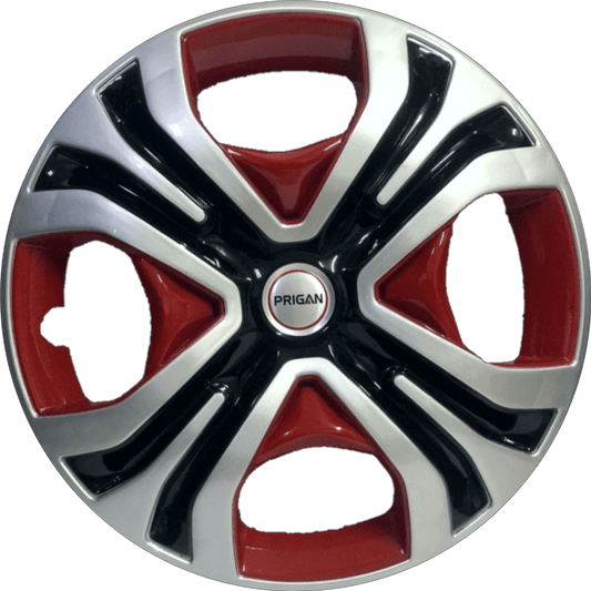 PRIGAN TIAGO TYPE-2 14 INCH SILVER BLACK RED WHEEL COVER  (Set of 4)  AVAILABLE IN 14 INCH