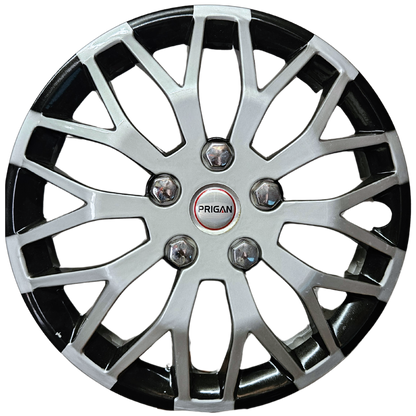 PRIGAN POISON BLACK SILVER WHEEL COVER  (Set of 4)  AVAILABLE IN 12,13,14  INCH