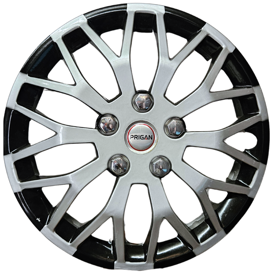 PRIGAN POISON BLACK SILVER WHEEL COVER  (Set of 4)  AVAILABLE IN 12,13,14  INCH