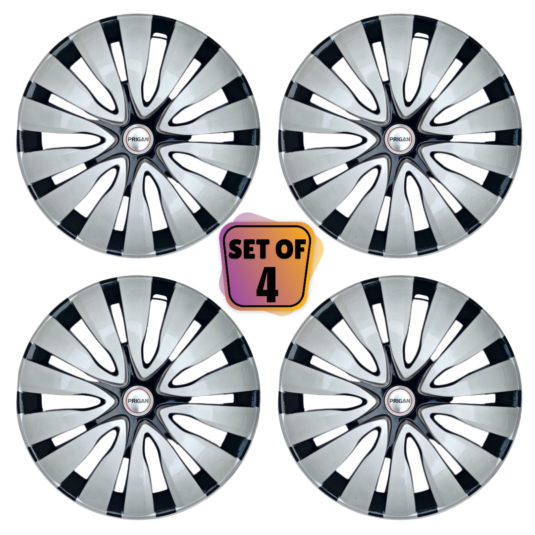 PRIGAN SAVI 16 INCH SILVER BLACK WHEEL COVER  (Set of 4)  AVAILABLE IN 16 INCH