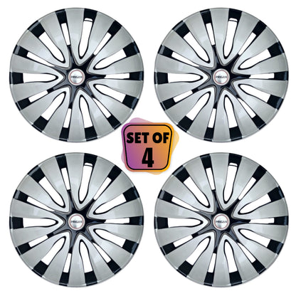 PRIGAN SAVI 16 INCH SILVER BLACK WHEEL COVER  (Set of 4)  AVAILABLE IN 16 INCH