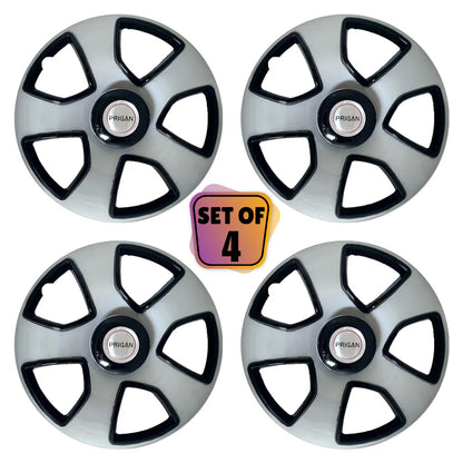 PRIGAN NEW BOLERO 15 INCH SILVER BLACK WHEEL COVER  (Set of 4)  AVAILABLE IN 15 INCH