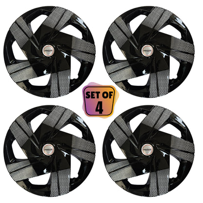 PRIGAN STAREX SILVER BLACK WHEEL COVER  (Set of 4)  AVAILABLE IN 15 & 16 INCH
