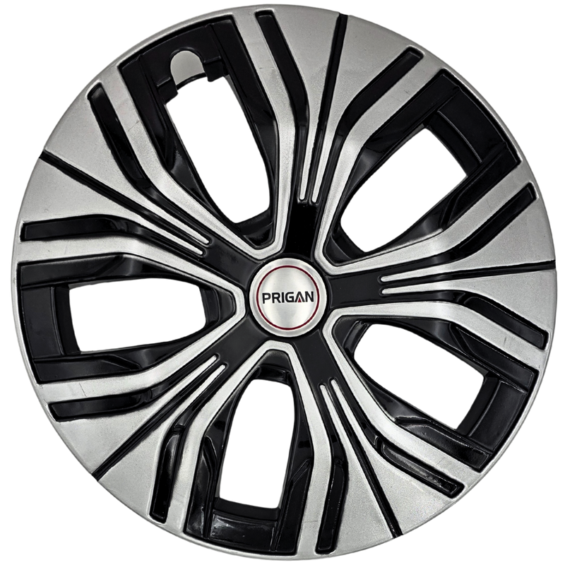 PRIGAN SIGNATURE BLACK SILVER WHEEL COVER  (Set of 4)  AVAILABLE IN 14,15 INCH